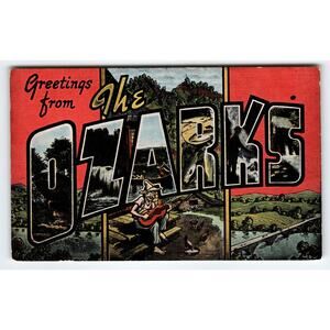 Vintage Greetings from The Ozarks Color Postcard by Ozark Postcard Country Folk
